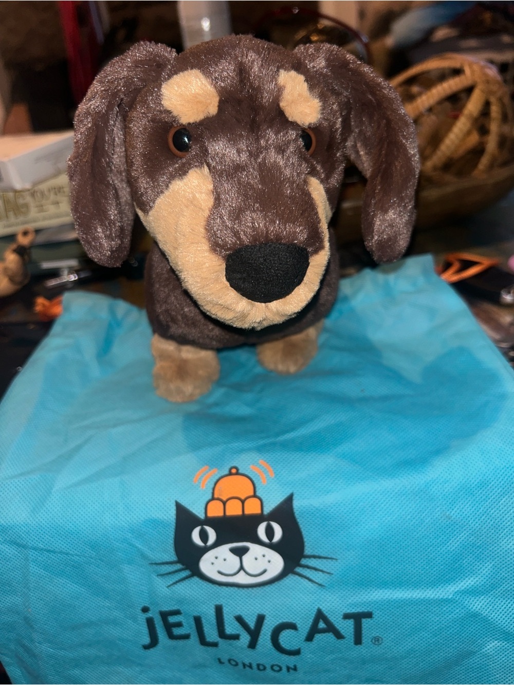 NWTJellycat Brown & Tan Plush Dachshund – Soft Stuffed Dog Toy